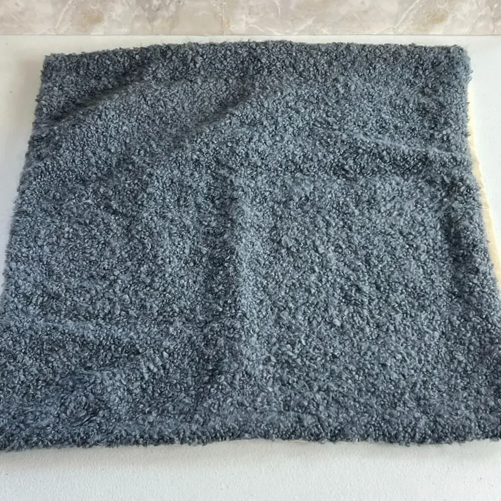 Potterybarn Pillow Sham Blue Wool Linen Blend Square 19 x 20 in Boucle